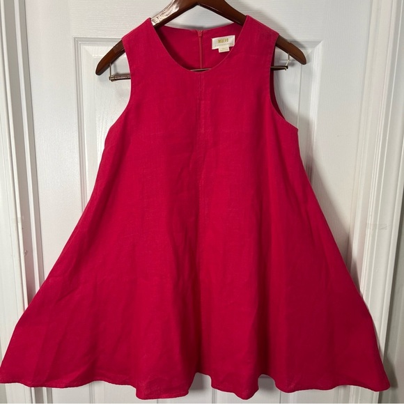 Maeve Anthropologie Pink Sleeveless A-Line Dress size small Linen - Picture 3 of 12